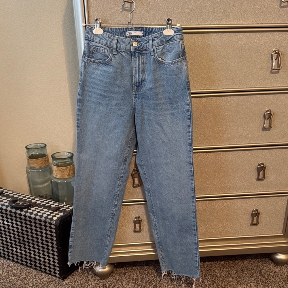 Zara Light Blue Straight Leg Jeans